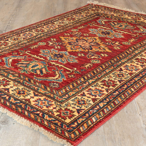 Handmade fine Afghan Kazak Rug - 307373