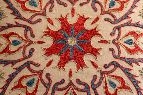 Handmade Uzbek Suzani Silk Cushion - 307746-AF