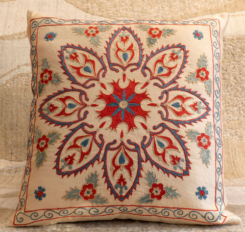 Handmade Uzbek Suzani Silk Cushion - 307746-AF