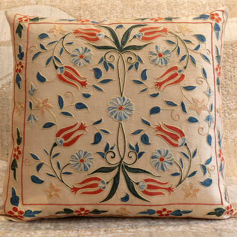 Handmade Uzbek Suzani Silk Cushion - 307746-AG