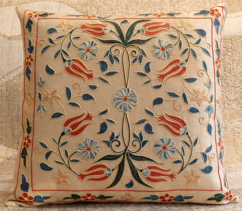 Handmade Uzbek Suzani Silk Cushion - 307746-AG