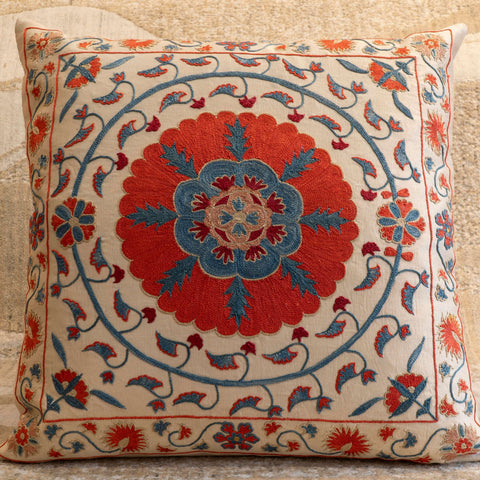 Handmade Uzbek Suzani Silk Cushion - 307746-AI
