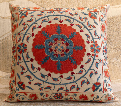 Handmade Uzbek Suzani Silk Cushion - 307746-AI