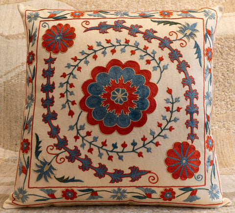 Handmade Uzbek Suzani Silk Cushion - 307746-AL