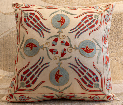 Handmade Uzbek Suzani Silk Cushion - 307746-AO