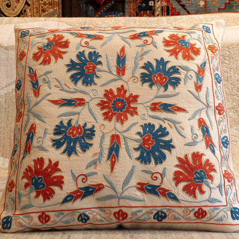 Handmade Uzbek Suzani Silk Cushion - 307746-X