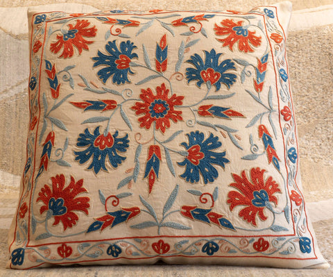 Handmade Uzbek Suzani Silk Cushion - 307746-X