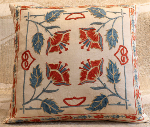 Handmade Uzbek Suzani Silk Cushion - 307746-Y