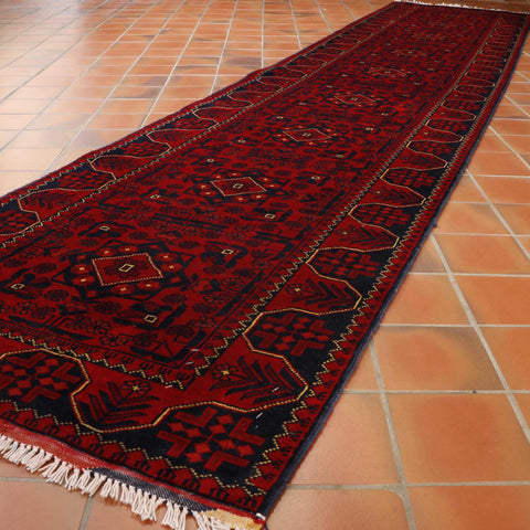 Handmade Afghan Kunduz extra long runner - 307879