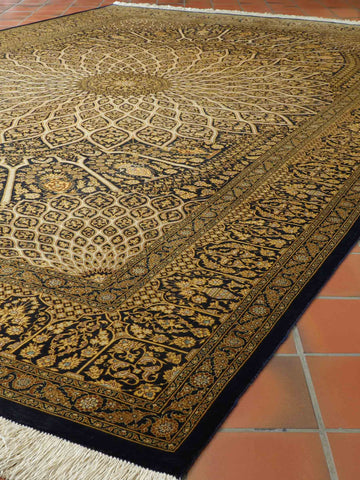 Handmade Oriental Qum silk on silk carpet - CB308693
