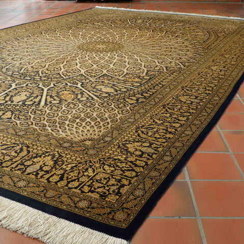 Handmade Oriental Qum silk on silk carpet - CB308693