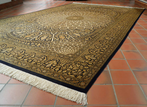 Handmade Oriental Qum silk on silk carpet - CB308693