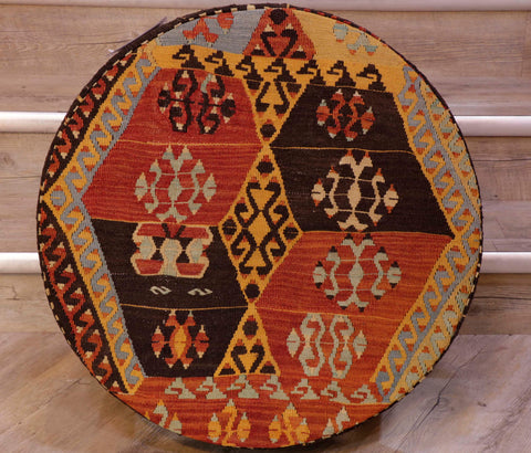 Turkish Kilim medium circular stool - 309319