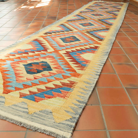 Handmade extra long Afghan Kilim runner - 309735