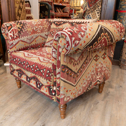 Handmade Turkish kilim Chesterfield Chair - 309812
