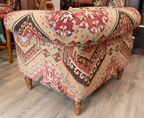 Handmade Turkish kilim Chesterfield Chair - 309812
