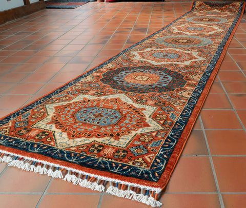 Handmade Afghan Mamluk extra long runner - 309826