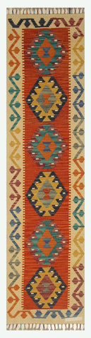 Handmade 2mtr Afghan Kilim runner - ENR310029