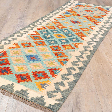 Handmade Afghan Kilim short runner - 310213