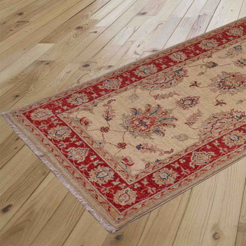 Handmade extra fine Afghan Ziegler short runner - 310554