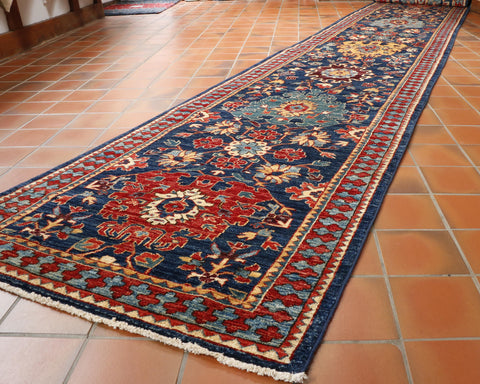 Handmade extra long Afghan Choeb Rang runner - 308060